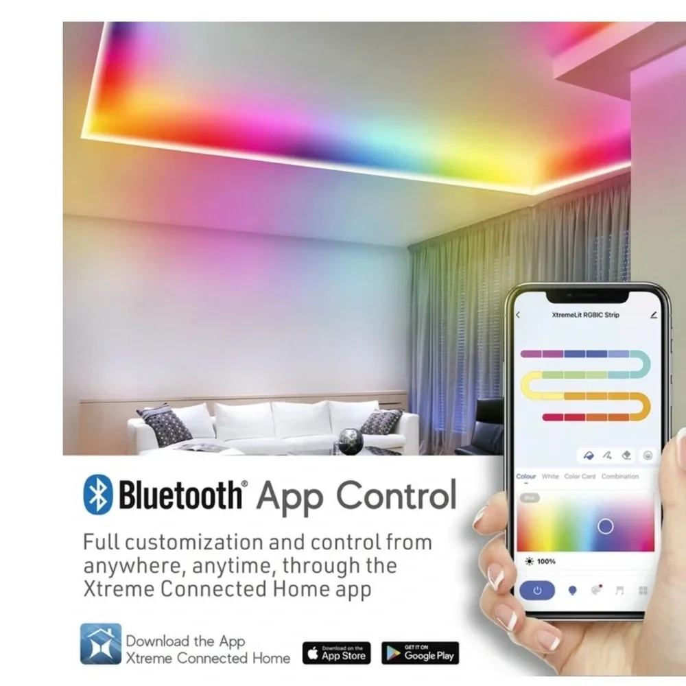 Xtreme Lit | 50FT Flowing Color Light Strip | 270 LEDs Bluetooth App Control NWT